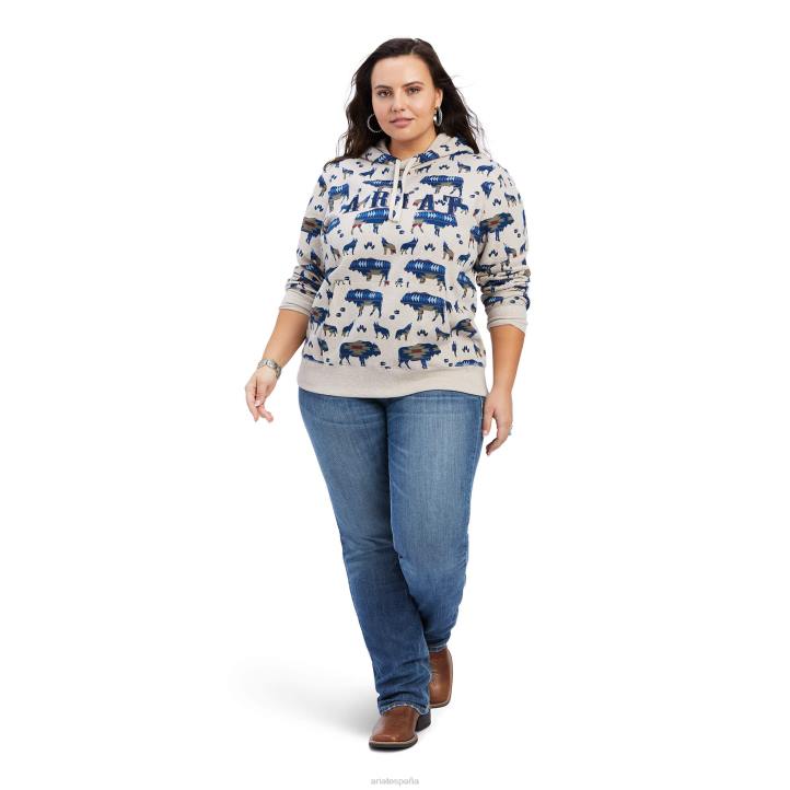 sudadera con capucha y estampado real en toda la prenda Ariat mujer estampado de borde de búfalo tapas 044J3398