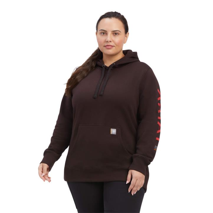 sudadera con capucha y gráfico de barras de refuerzo Ariat mujer mole/manzana al horno tapas 044J3421