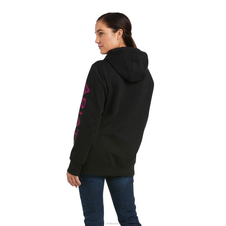 sudadera con capucha y gráfico de barras de refuerzo Ariat mujer negro/morado tapas 044J3458