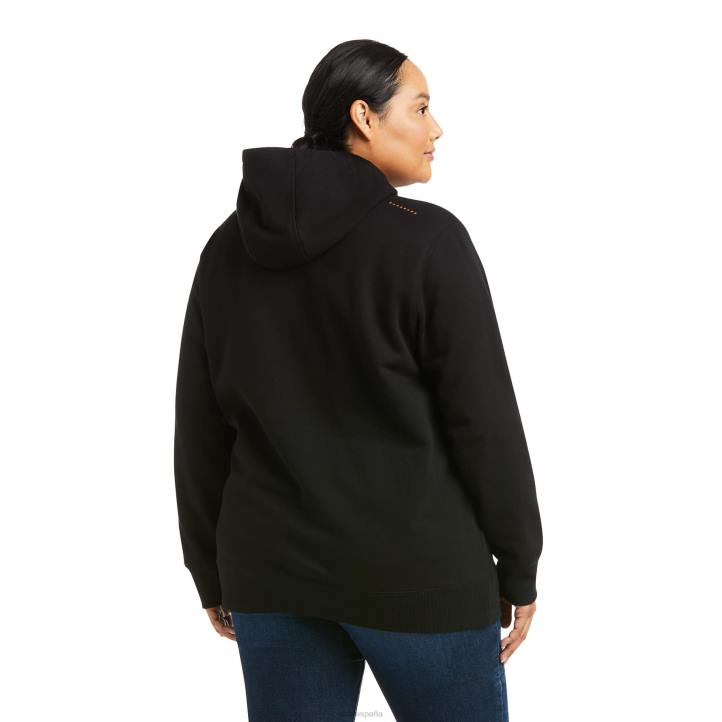 sudadera con capucha y gráfico de barras de refuerzo Ariat mujer negro/morado tapas 044J3458