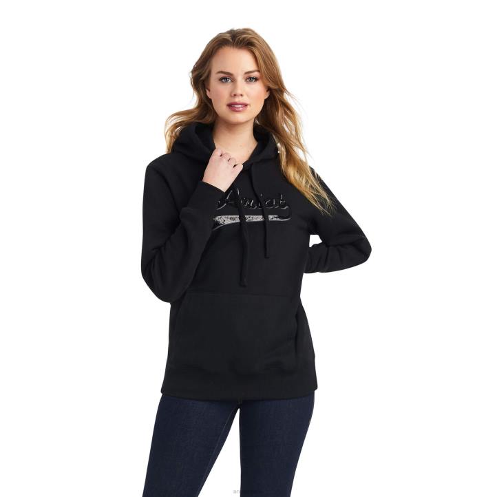 sudadera con capucha y logo de lentejuelas reales Ariat mujer negro tapas 044J3389