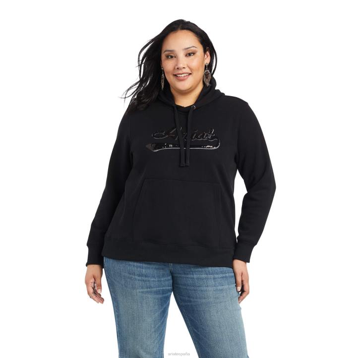 sudadera con capucha y logo de lentejuelas reales Ariat mujer negro tapas 044J3389