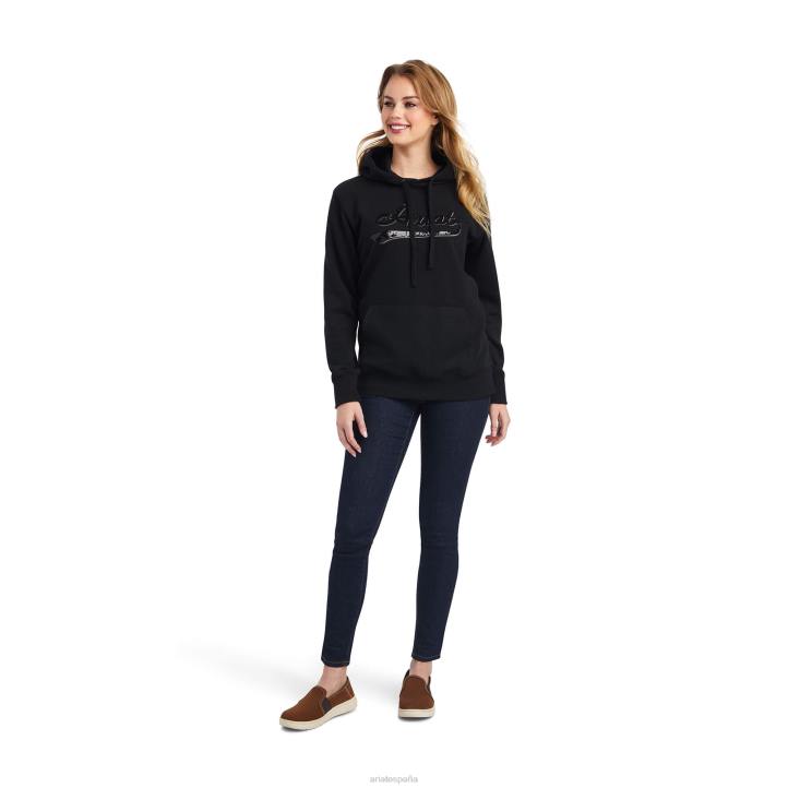 sudadera con capucha y logo de lentejuelas reales Ariat mujer negro tapas 044J3389