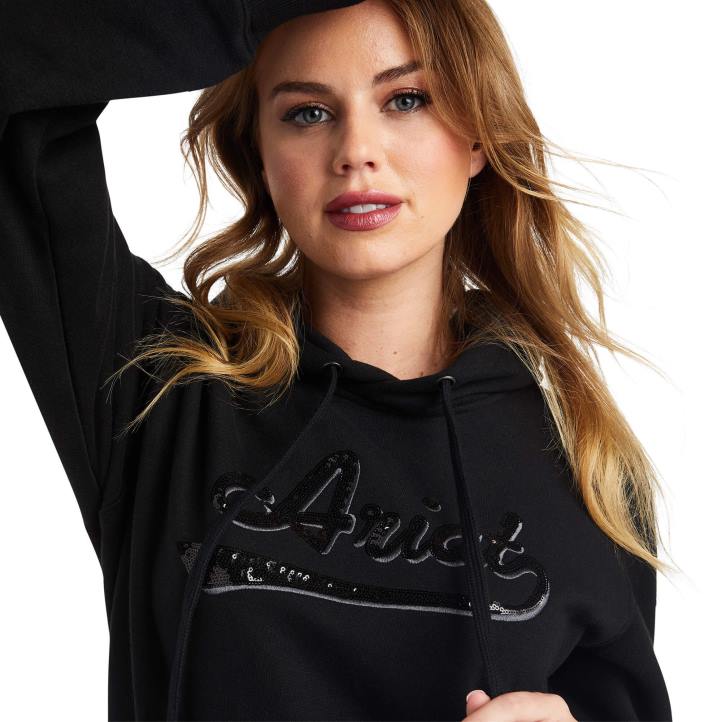 sudadera con capucha y logo de lentejuelas reales Ariat mujer negro tapas 044J3389