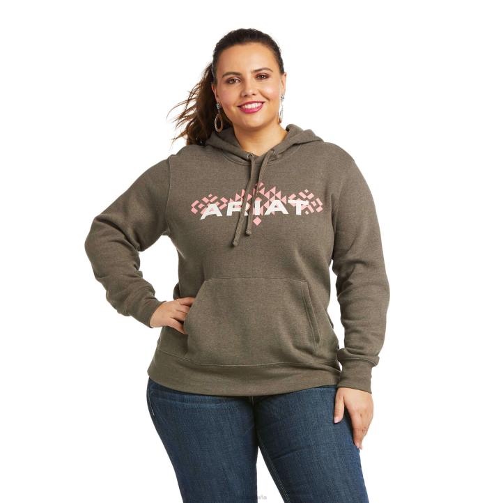 sudadera con capucha y logo en el brazo real Ariat mujer corteza de baniano tapas 044J3440