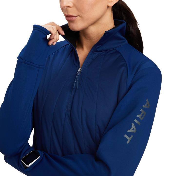 sudadera con 1/2 cremallera Ariat mujer finca azul tapas 044J3406