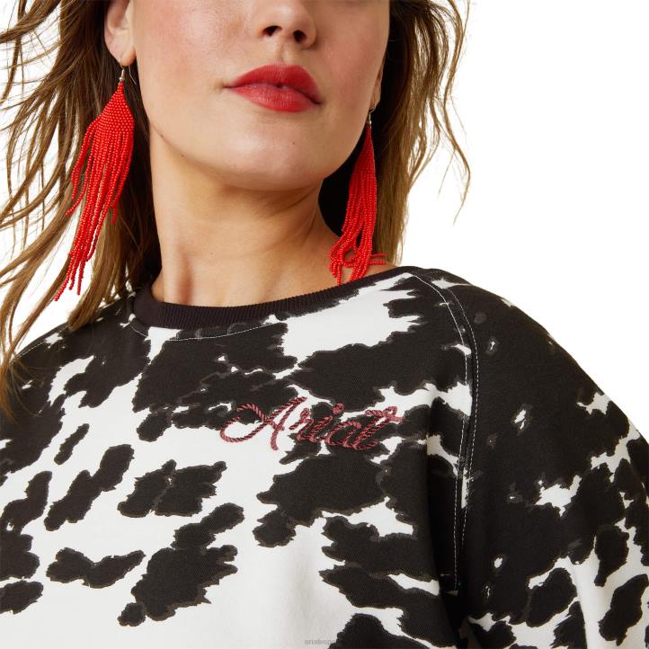 sudadera con capucha real hide Ariat mujer estampado de vaca holstein tapas 044J3330