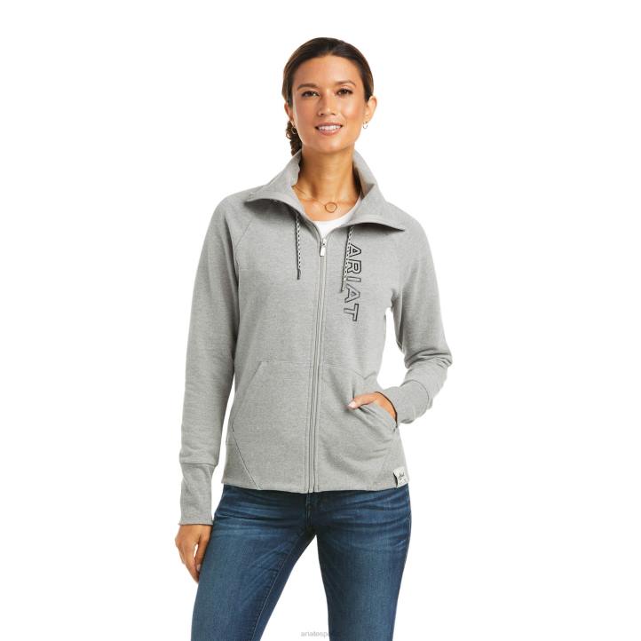 sudadera con cremallera completa y logo del equipo Ariat mujer cuero gris tapas 044J3445