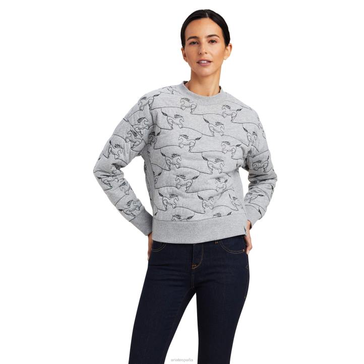 sudadera contour equino Ariat mujer cuero gris tapas 044J3350