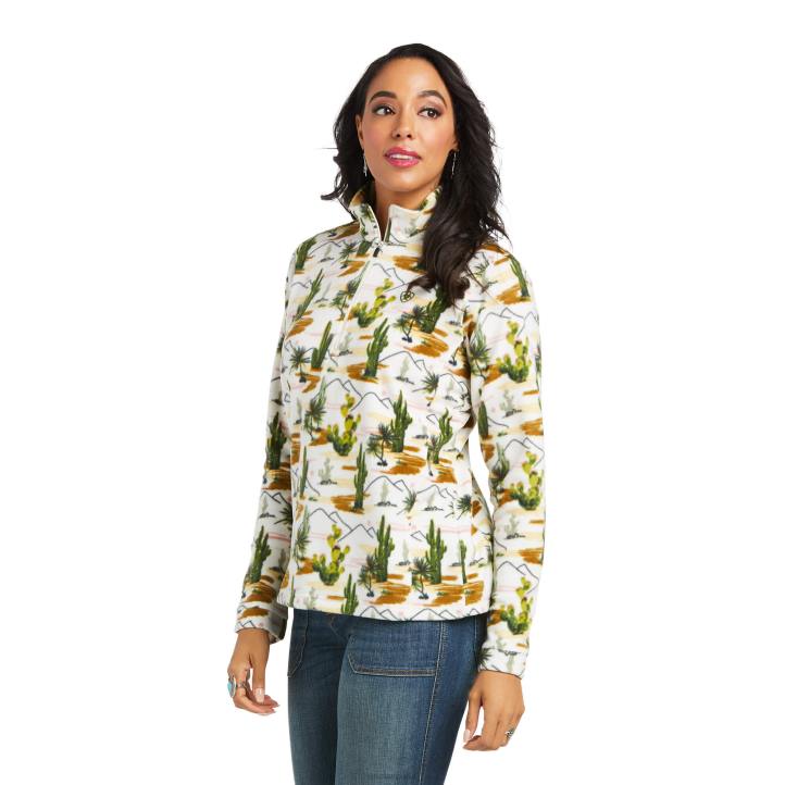 sudadera polar estampada con cremallera de 1/4 Ariat mujer paisaje de cactus tapas 044J3441