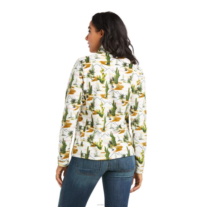 sudadera polar estampada con cremallera de 1/4 Ariat mujer paisaje de cactus tapas 044J3441