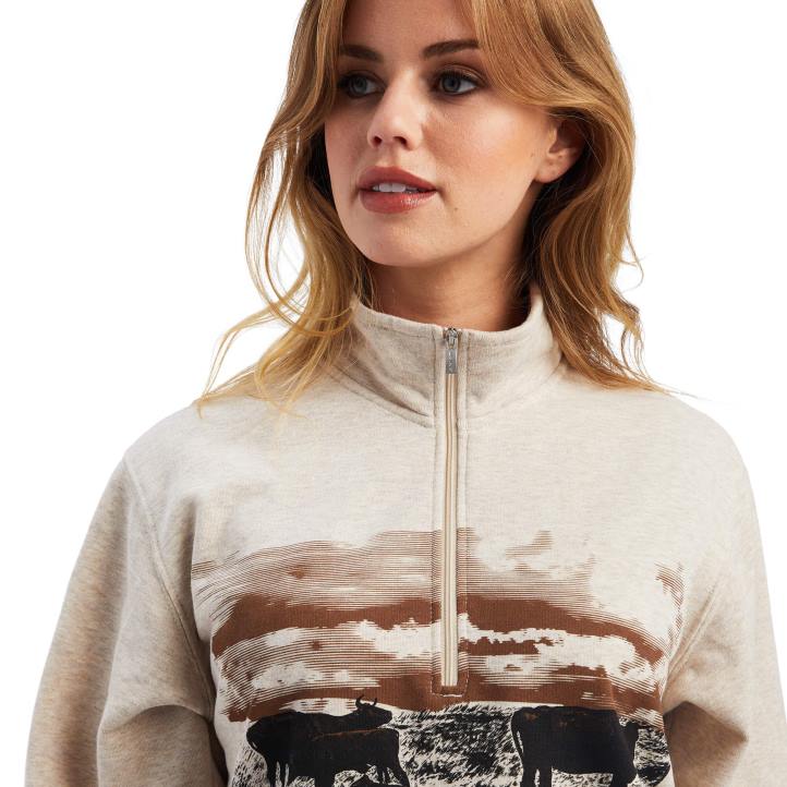 sudadera real Scenic con media cremallera Ariat mujer brezo de trigo tapas 044J3337