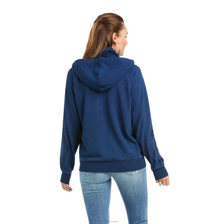 sudadera tejida de mezclilla con cremallera completa Ariat mujer terciopelo azul tapas 044J3464
