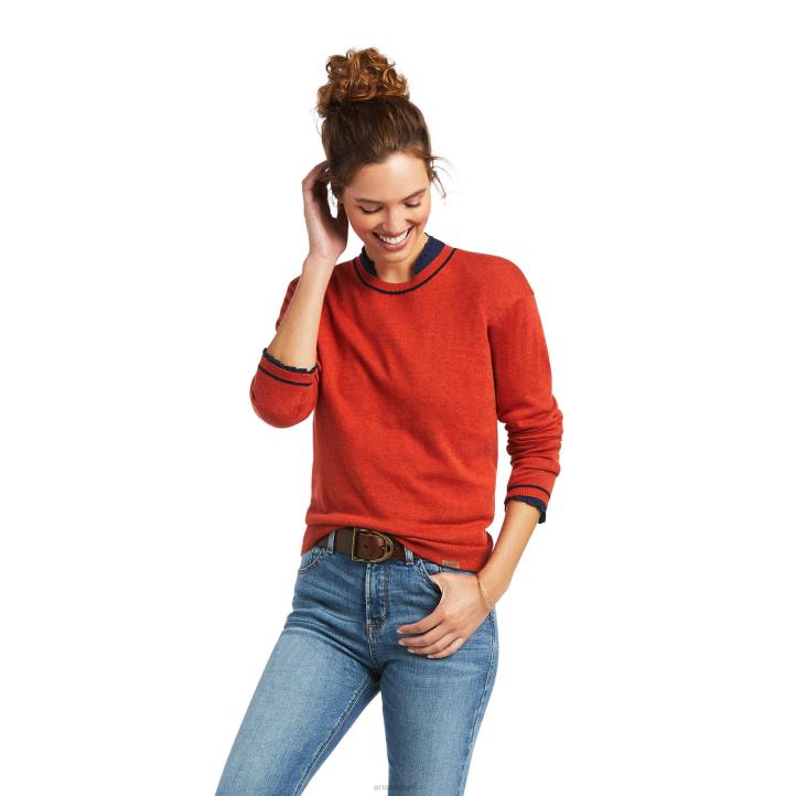 suéter florete Ariat mujer naranja quemada tapas 044J3326