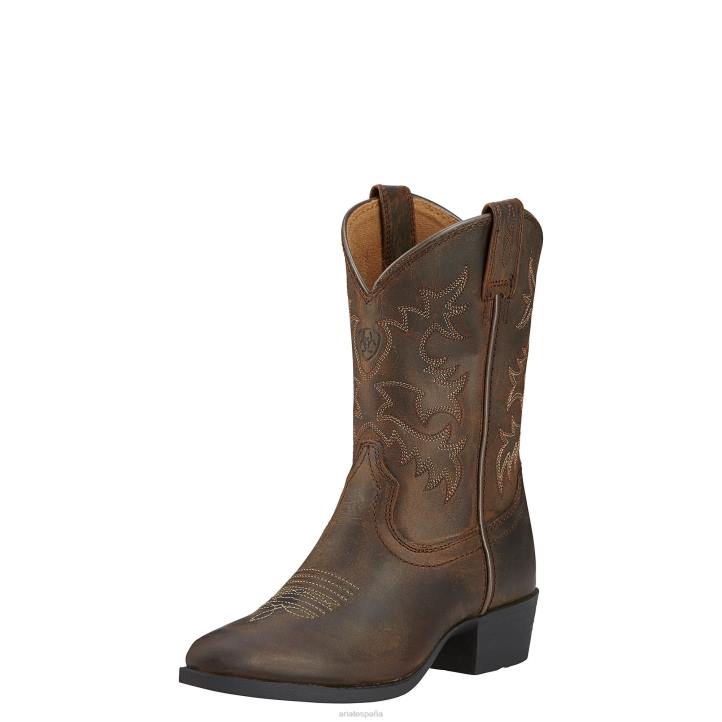 bota western estilo western Ariat niños marrón angustiado calzado 044J3829