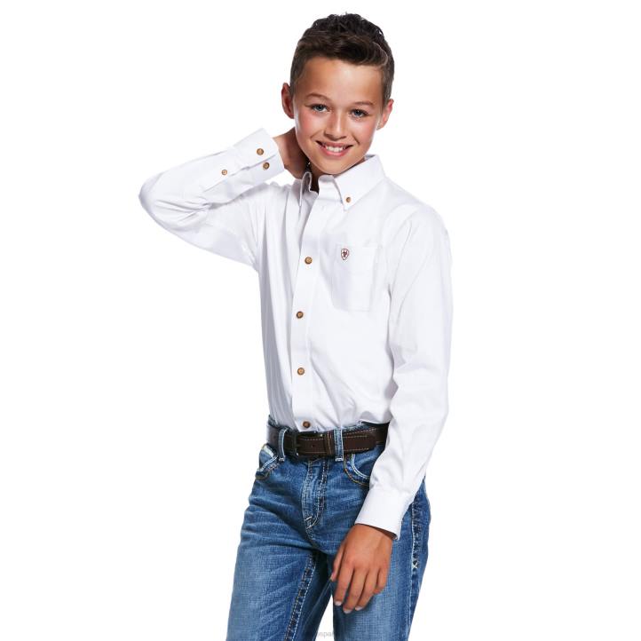 camisa de corte clásico de sarga sólida Ariat niños blanco colecciones 044J4064