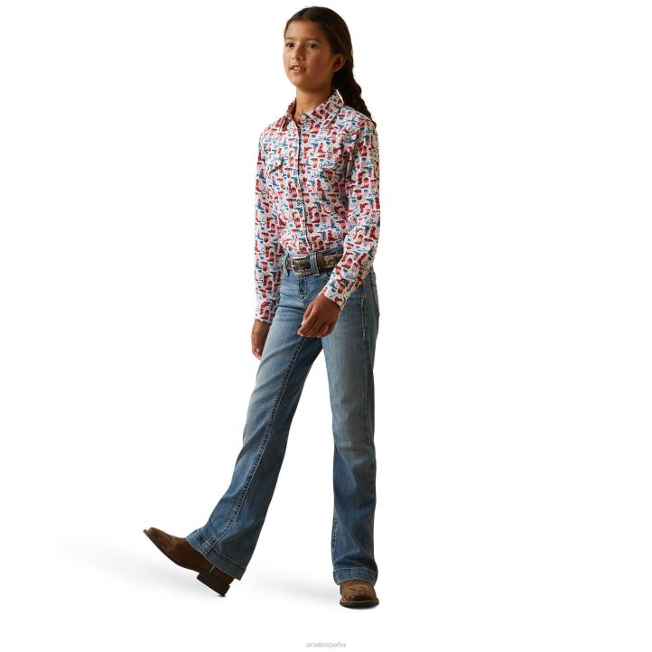 camisa Ariat niños botas ardientes ropa 044J4086
