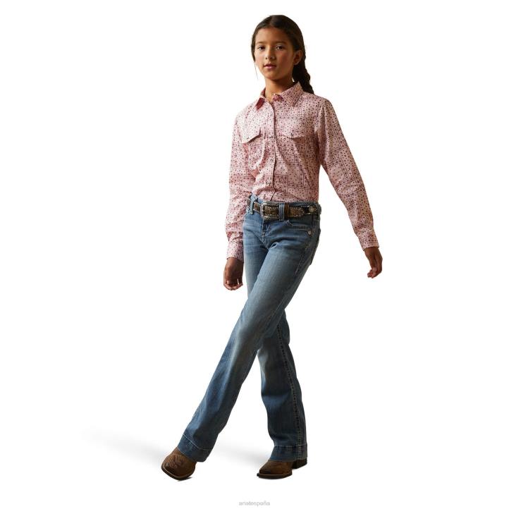 camisa de cachemira Ariat niños estampado paisley rubor coral ropa 044J4081