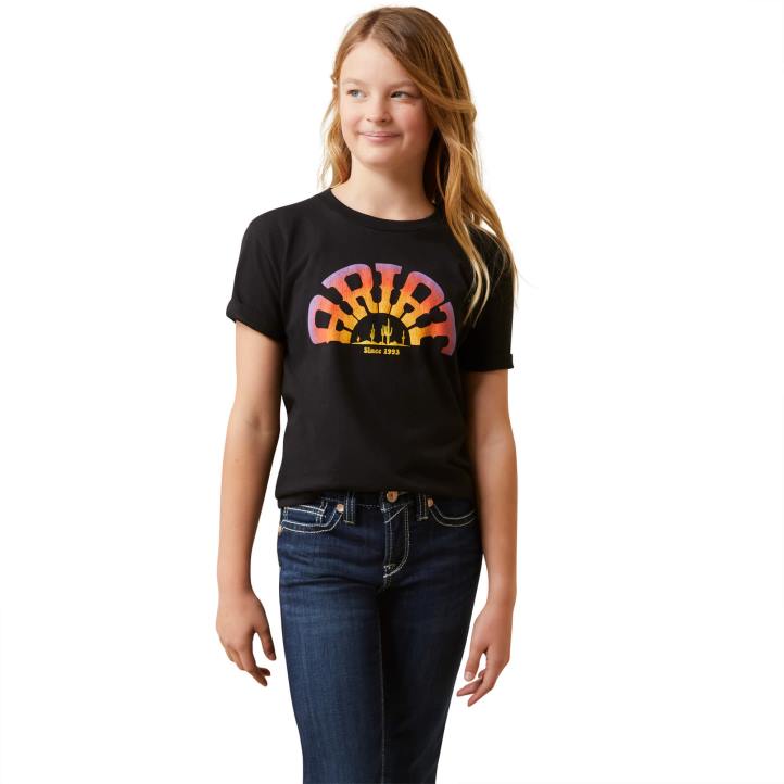 camiseta arcoiris atardecer ss Ariat niños negro ropa 044J4041