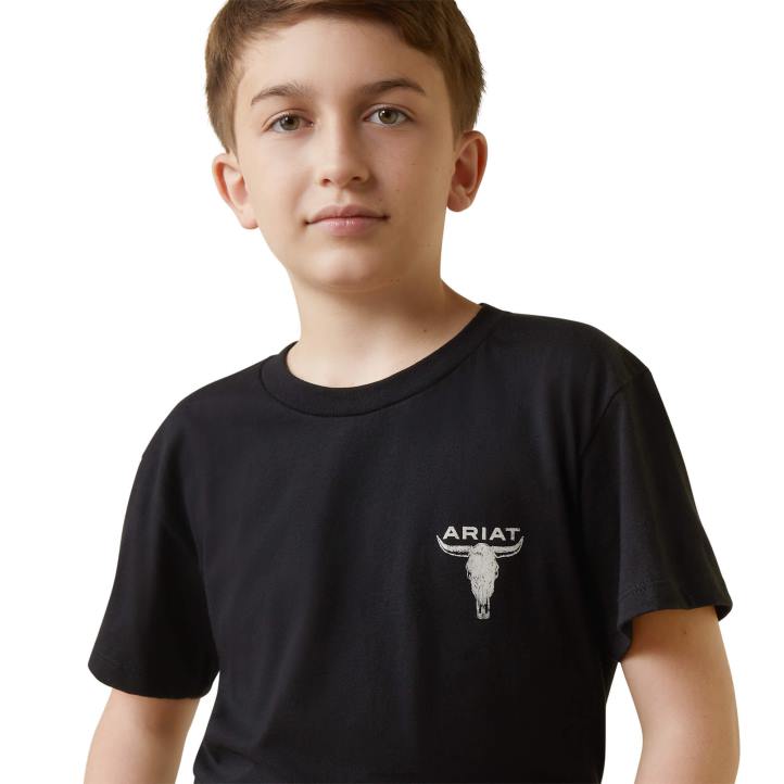 camiseta con bandera de calavera de buey Ariat niños negro ropa 044J3992