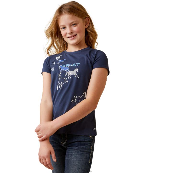 camiseta divertida Ariat niños eclipse naval ropa 044J3996