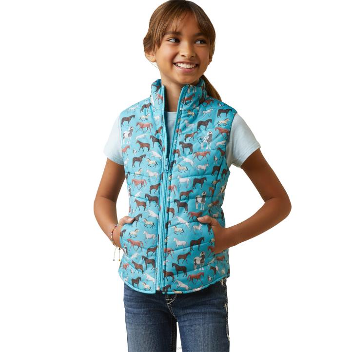 chaleco aislante reversible bella Ariat niños mosaico azul/aqua espuma rebaño pri ropa 044J4130