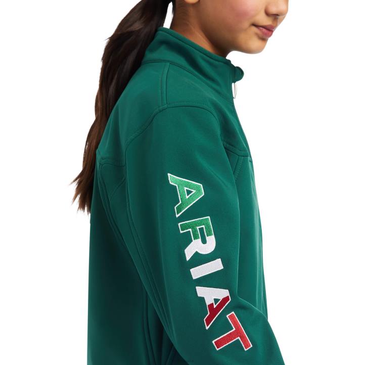 nueva chaqueta softshell del equipo mexico Ariat niños verdes ropa 044J4128