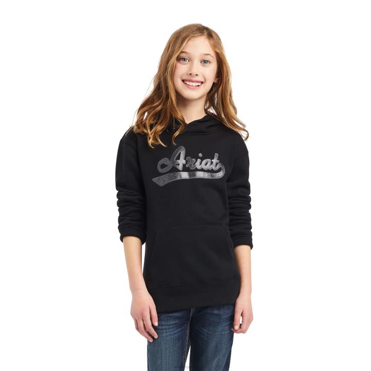 sudadera con capucha y logo con brillo real Ariat niños negro ropa 044J4116