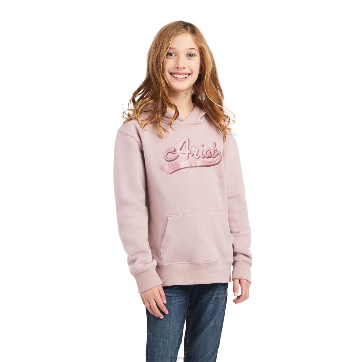 sudadera con capucha y logo con brillo real Ariat niños nostalgia rosa brezo ropa 044J4117