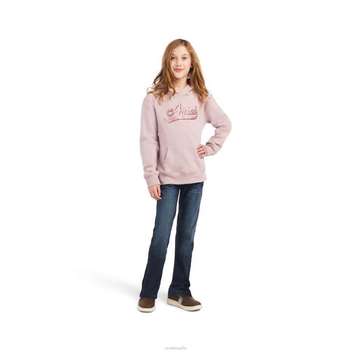 sudadera con capucha y logo con brillo real Ariat niños nostalgia rosa brezo ropa 044J4117