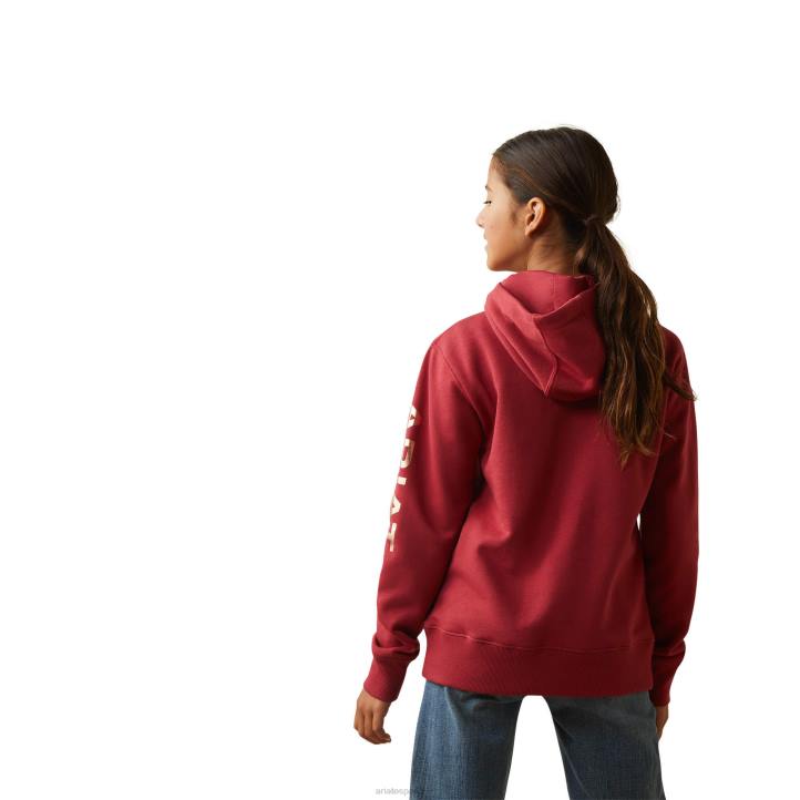 sudadera con capucha y logo en el brazo real Ariat niños rojo tierra ropa 044J4110