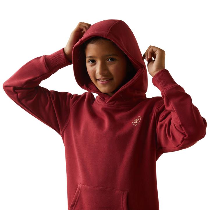 sudadera con capucha y logo en el brazo real Ariat niños rojo tierra ropa 044J4110